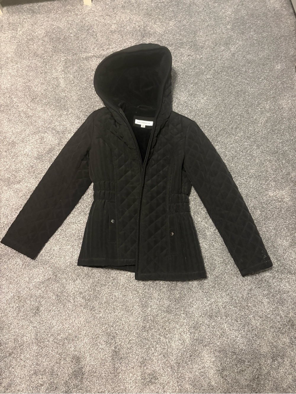 Liz Claiborne Black Quilted Hooded Puffer Jacket